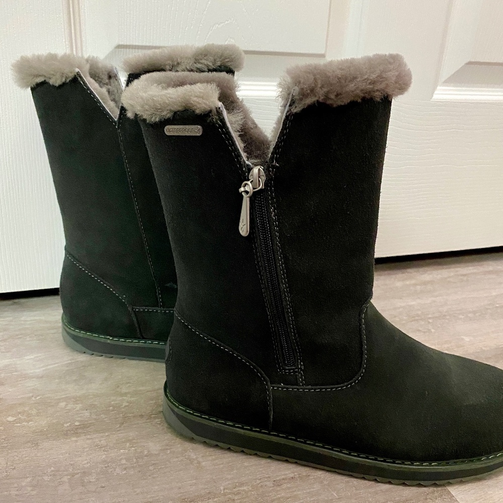 Ladies Emu Australia Gravelly Waterproof Suede Sheepskin Boots Gray Size10 New - Picture 16 of 16